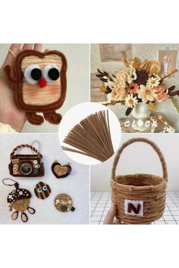 iğne izi 100S Chenille, Educational Chenille, Fuzzy Wire, Plush Wire, Velvet Chenille, Craft Material 30cm Red Coffee