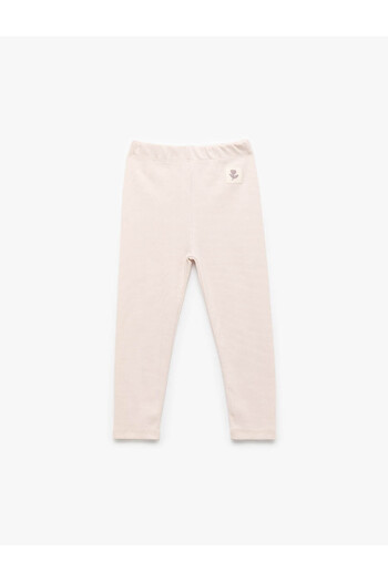 Koton Cotton Elastic Waist Camisole Basic Long Beige Baby Girl Leggings 6Wmg40024Ak