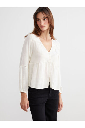 LC Waikiki V-Neck Openwork Blouse