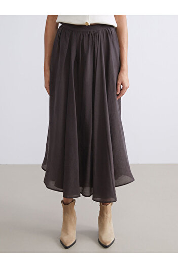 LC Waikiki Brown Elastic Waist Pleated Skirt