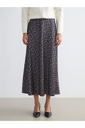 LC Waikiki Patterned A-Line Satin Skirt with Elastic Waist