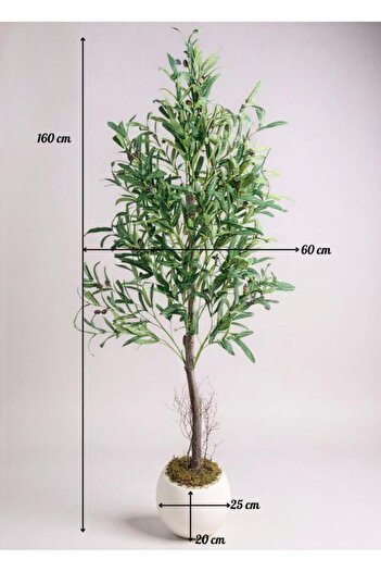 Nettenevime Yapay Zeytin Ağacı 160cm Beyaz Küre Saksıda Salex Doğal Gerçek Görünümlü Yapay Ağaç