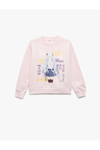 Koton Long Sleeve Crew Neck Anime Printed Sweatshirt