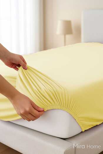 CPU ELEKTRONİK Double Plain Combed Cotton 100% Cotton Fitted Sheet 160X200 Newsheet Yellow