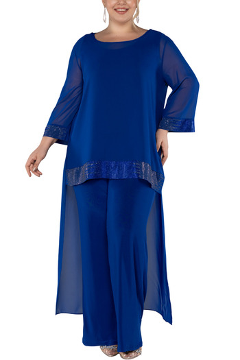 Arden Plus Size Evening Dress Jumpsuit, Black, Purple, Saks, Navy Blue Chiffon, Wide Leg, No Decollete, Wedding, Invitation, 44-54