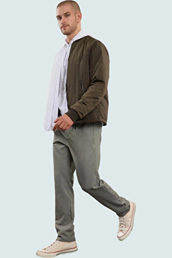 PayBuy Men's Fashion Regular Fit Casual Elastic Waist Double Leg Trousers Woven Fabric Daily Use