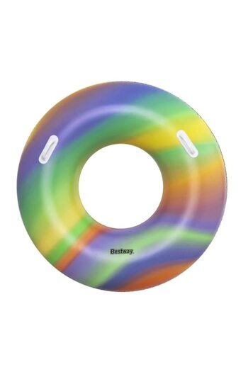 BESTWAY Inflatable Ring Rainbow with Handles, Bestway, Ø119 cm, Multicolor