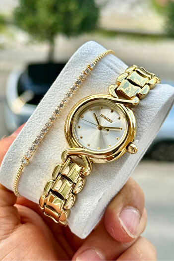 Homies Women's Wristwatch Steel Cord 3Atm Waterproof Gift Box and Bracelet Gift.Hm27078S011