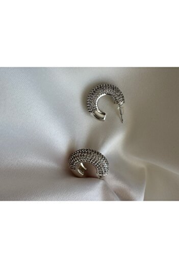 Petra Jeweils Silver Hoop Earrings with Stones