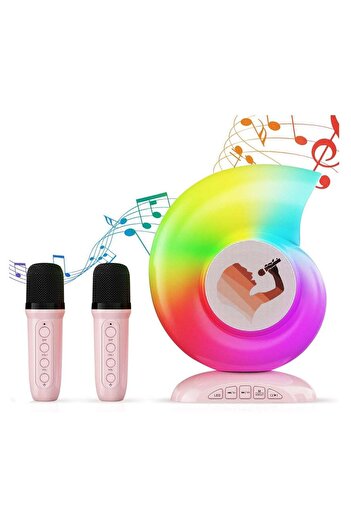 TERRION AI Karaoke Speaker with Dual Wireless Microphones and Colorful LED Lights
