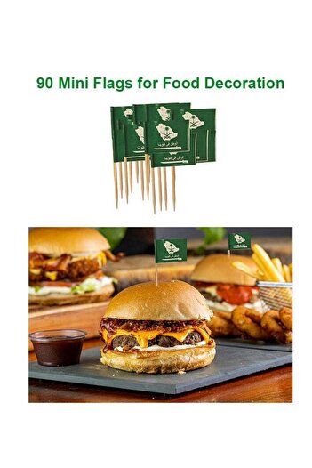 Generic 90-Piece Mini Saudi Arabia Flags For The National Day Flags Green For Food Or Other Decoration 3.5x2