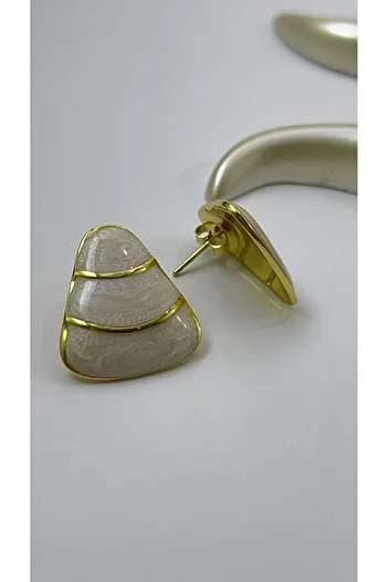 Goche Gold Rimmed Stainless Steel Triangle Earrings (2.2* 2)