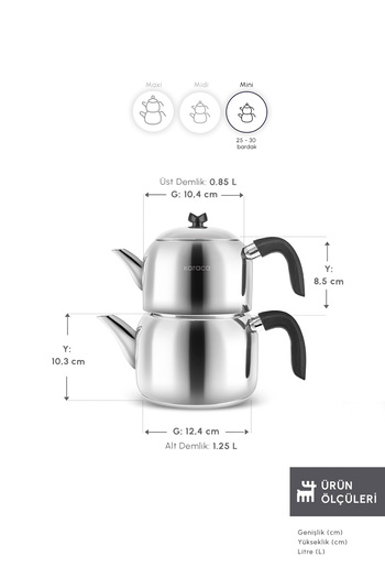 Karaca Hot Mini Size Induction Base Teapot Set Black