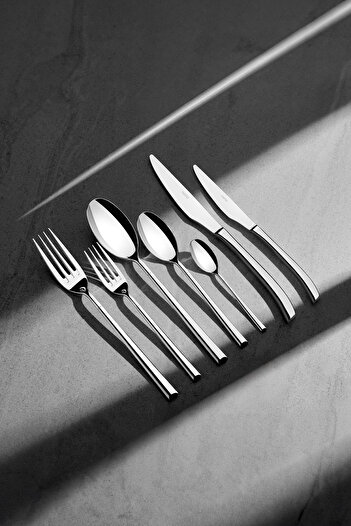 Nehir Elegance Sade 12-Person 84-Piece Leather Boxed Cutlery Set