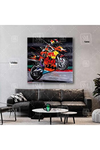 SML TABLO Speed ​​Passion Motor Racer Paint Splashes Οδηγός μοτοσικλέτας Τετράγωνος πίνακας σε καμβά