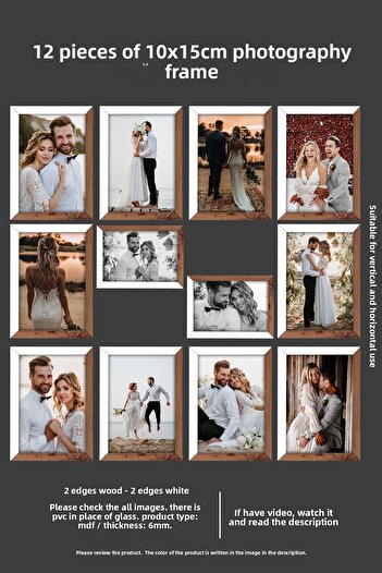 yhfoto 12 Pieces 10X15 Frame - Mdf Frame - Photo Frame - Wooden - White 2 Color Frame