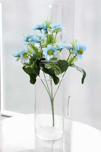 Yapay Çiçek Deposu Artificial 12-Pack Green Daisy Bunch Light Blue-(2 Bunches)