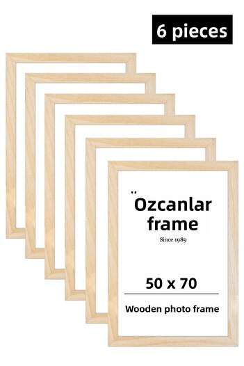 ÖZCANLAR ÇERÇEVE Set of 6 Wooden Frame Wooden Picture Frame 50x70 Natural Wooden Frame Raw Wood