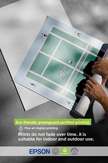 Postifull Black Framed Poster, Tennis Court, Illustration, Green Color Poster, 2025 Summer Selection, No:109536