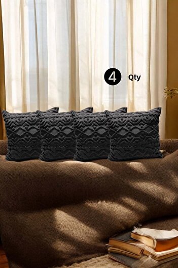 Mislina Home Bohemian 4-Piece Decorative Pillow Case Throw Pillow Case 43X43 cm Anthracite Geometric