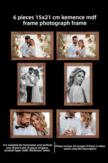 yhfoto 6 Pieces 15x21 Frame - Kemençe Frame - MDF A5 Frame - Photo Frame Set