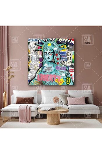 SML TABLO Mona Lisa Statuia Libertății Graffiti Street Art Street Art Pictură pătrată pe pânză