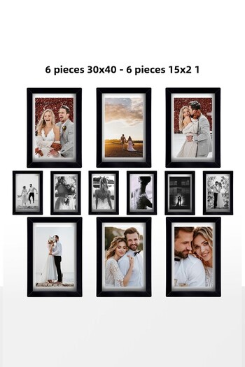 yhfoto 6 Pcs Black Frame - 30X40 and 15X21 Mdf Pvc Photo Frame