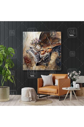 SML TABLO Abstract Pian Vioara Muzica Artă Modernă Artă Pătrată Pictură pe pânză