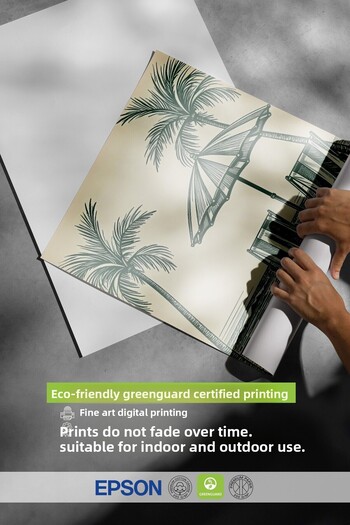 Postifull Black Framed Poster, Coastline, Illustration, Green Color Poster, 2025 Summer Selection, No:109543