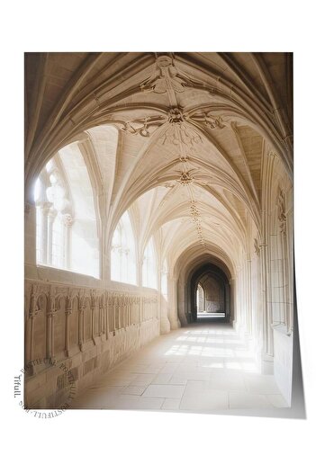 Postifull Castle Corridor Poster, Frameless Wall Poster, Vertical Wall Painting Comfort Series No: 108286