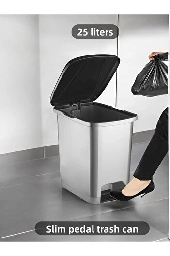 Carat Home 3 Piece 25-15-10 Liter Set Slim Pedal Bathroom Kitchen Trash Can - Anthracite