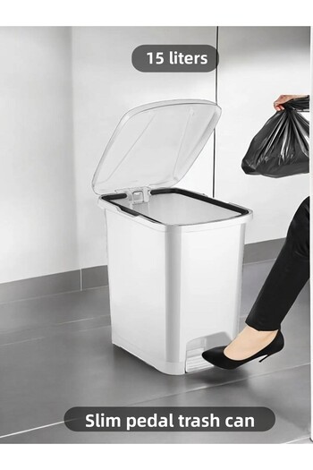 Carat Home 3-Piece 25-15-10 Liter Set Slim Pedal Bathroom Kitchen Trash Can - White