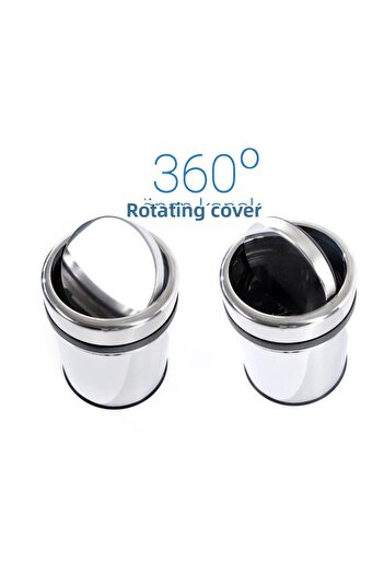 omeyva Metal Stainless Chrome Practical Swivel Lid 5 Liter Trash Can Bucket - 1 Piece