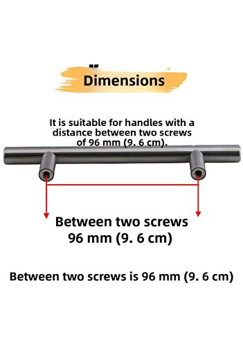 Badem10 Înălțime de trandafir (96 MM - 9,6 CM) Mobilier din metal inox Sertar de bucătărie Dulap dulap Mâner Mâner