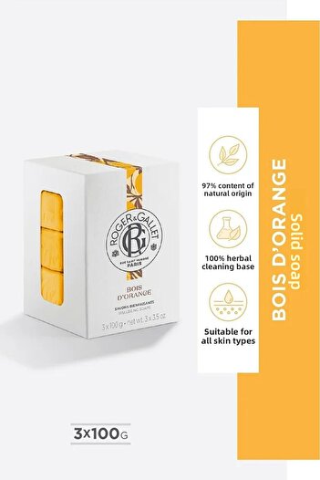 Roger&Gallet Roger & Gallet Bois D'Orange Solid Soap 100 g X3 - Herbal Citrus Extract & Lasting Natural Fragrance