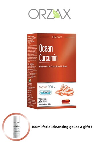 Ocean Curcumin 30 Capsules (Curcumin and Black Pepper Extract) + 100 Facial Cleansing Gel Gift