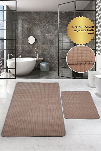 Bestekar Luxsquare Coffee Large Size Non-Slip Based Washable Absorbent Soft Double Bathroom Mat Set