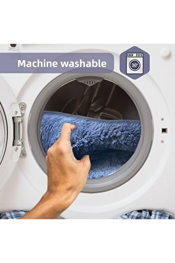 Bestekar Lunasoft Navy Blue Large Size Non-Slip Soft Machine Washable Double Modern Bath Mat Set