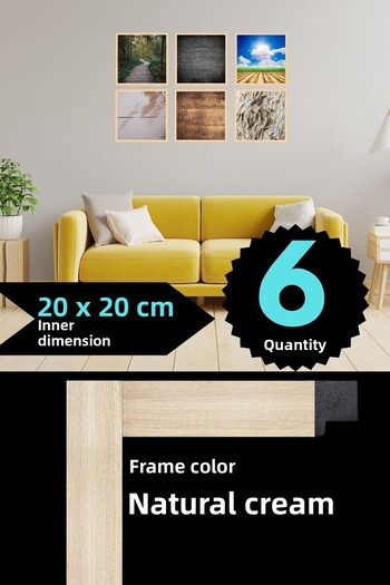 AtlasSG 21mm 6-Piece Frame Set 20X20 cm 6 Pieces Photo Picture Frame Wall Hanging Shatterproof Pvc