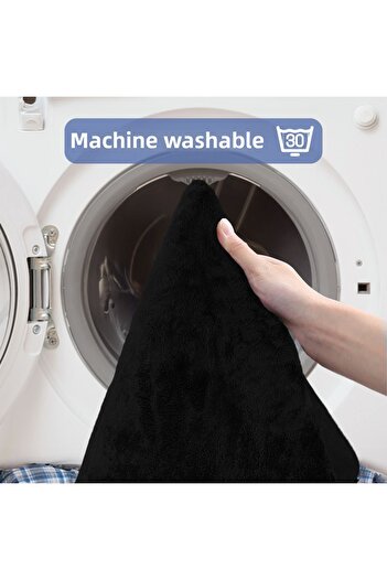 Bestekar Luvora Black Plain Non-Slip Sole Machine Washable Soft 3-Piece Bathroom Set