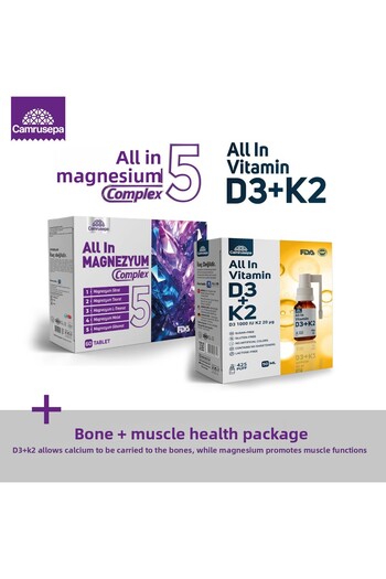 Camrusepa All in Vitamin D3+K2 + All in Magnesium Complex 5 |   Advantageous Pack of 2