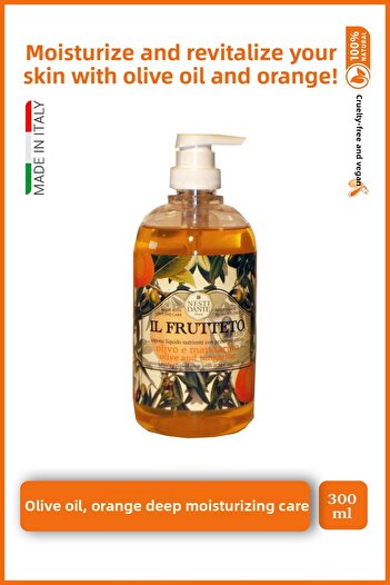 Nesti Dante Il Frutteto Olive Tangerine Liquid Soap 500ml |   Revitalizing Care |   Citrus, Olive Oil