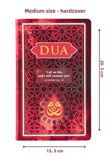 Server Yayınları Prayer Book - Daily Prayers from Verse and Hadiths - Medium Size, Burgundy - Turkish Arabic Everad-i Şerife