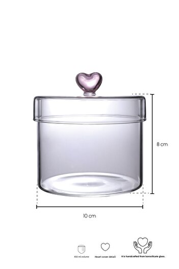 Perotti Hearts 450 ml Borosilicate Glass Jar 10X8 cm