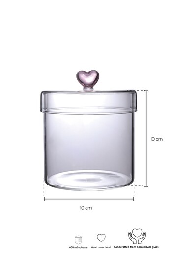 Perotti Hearts 600 ml Borosilicate Glass Jar 10X10 cm