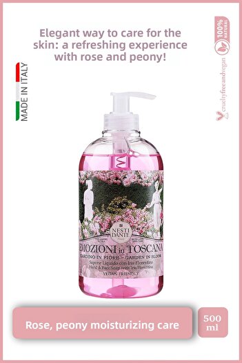 Nesti Dante Emozioni in Toscana Garden in Bloom Liquid Soap 500ml |   Moisturizer |   Rose, Peony