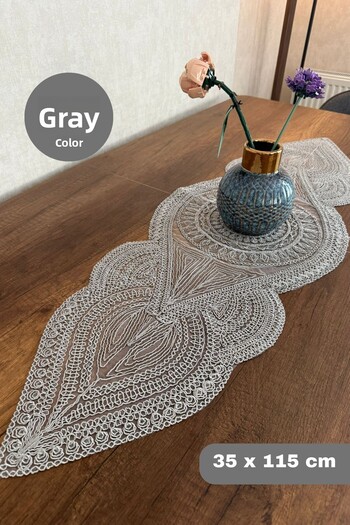 SosyeteDükkanı Gray Color Napkin Runner Supla (115X35Cm) Mediterranean Model Gray Color Napkin Runner Supla Gray (115X35Cm)