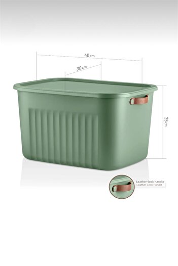 Bayev Set of 2 Green 20 Lt Boxsis Mega Size Multi-Purpose Box with Lid Closet Organizer Organizer-Hobby Box
