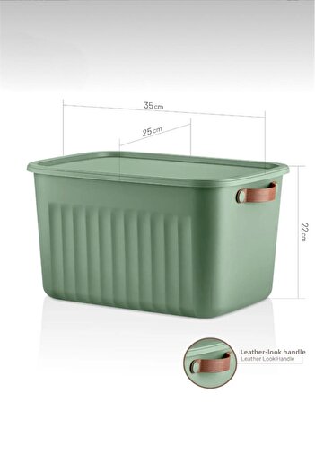 Bayev 2-Piece Green 15 Lt Boxsis Set Multi-Purpose Box with Lid Closet Organizer Organizer - Hobby Box