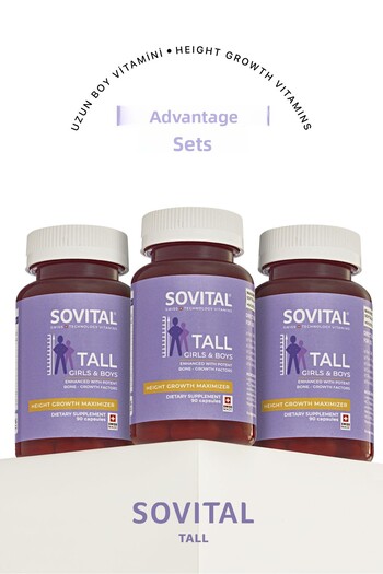 SOVITAL Tall Long Size, Special Vitamin for Helping Height Increase between 11-21 Years Old, 90 Capsules X3